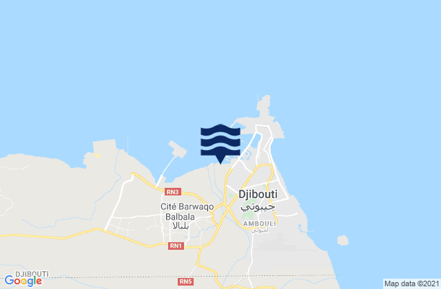 Karte der Gezeiten Djibouti Gulf of Aden, Somalia