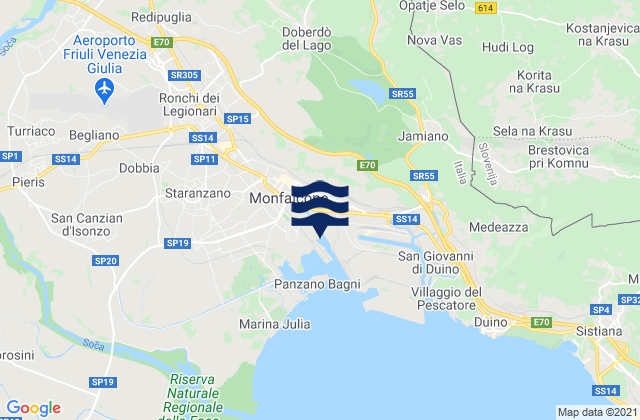 Karte der Gezeiten Doberdò del Lago, Italy