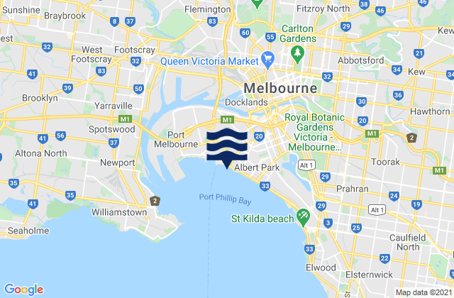 Karte der Gezeiten Docklands, Australia