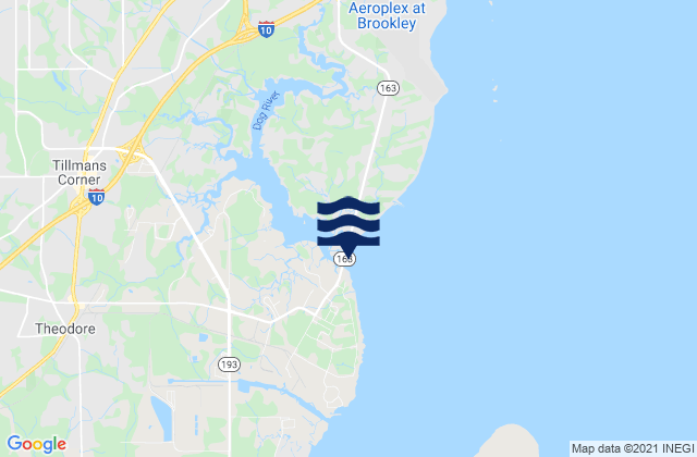 Karte der Gezeiten Dog River Hwy 163 bridge Mobile Bay, United States