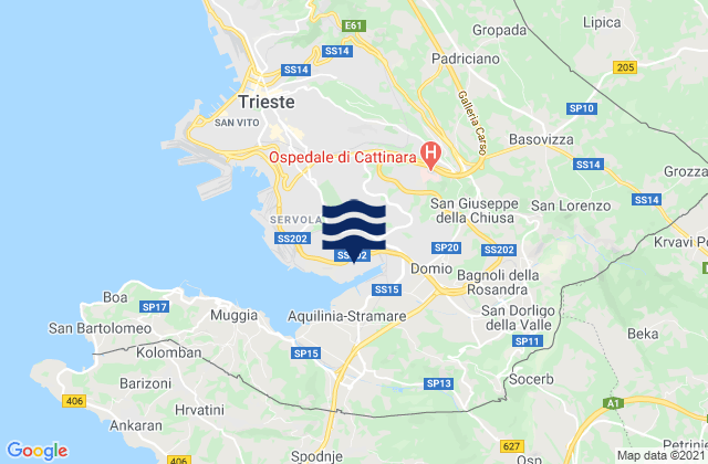 Karte der Gezeiten Domio, Italy