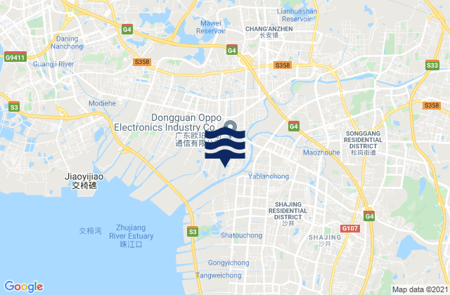 Karte der Gezeiten Dongguan Shi, China