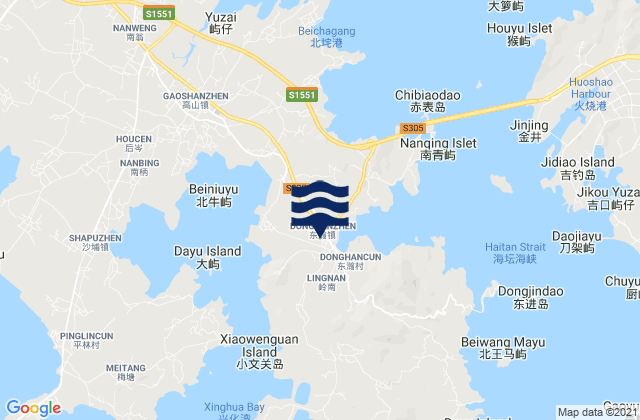 Karte der Gezeiten Donghan, China