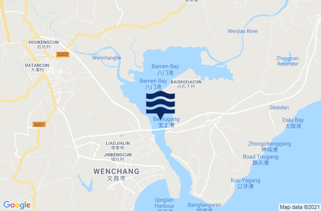 Karte der Gezeiten Dongjiao, China