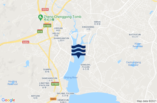 Karte der Gezeiten Dongshi, China