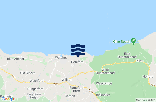 Karte der Gezeiten Doniford Beach, United Kingdom