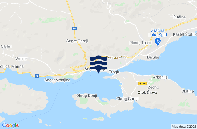 Karte der Gezeiten Donji Seget, Croatia