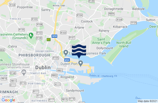 Karte der Gezeiten Donnycarney, Ireland