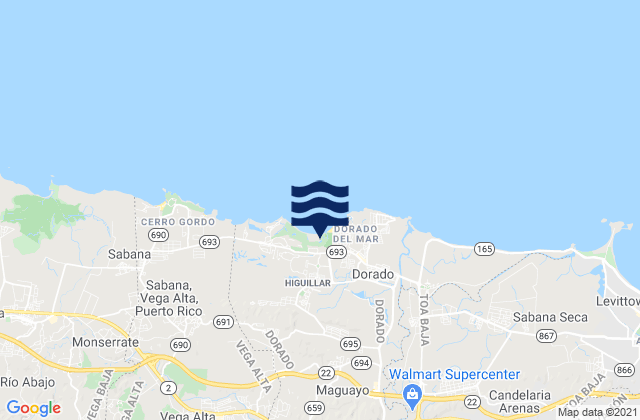 Karte der Gezeiten Dorado Municipio, Puerto Rico