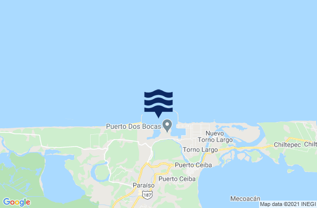 Karte der Gezeiten Dos Bocas, Mexico
