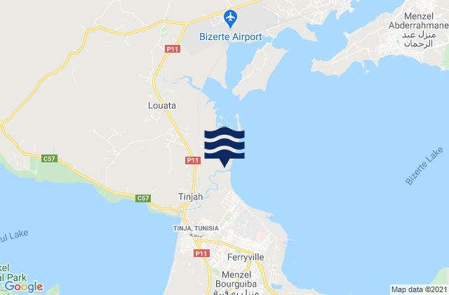 Karte der Gezeiten Douar Tindja, Tunisia