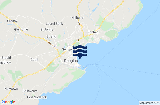 Karte der Gezeiten Douglas - Central Beach, United Kingdom