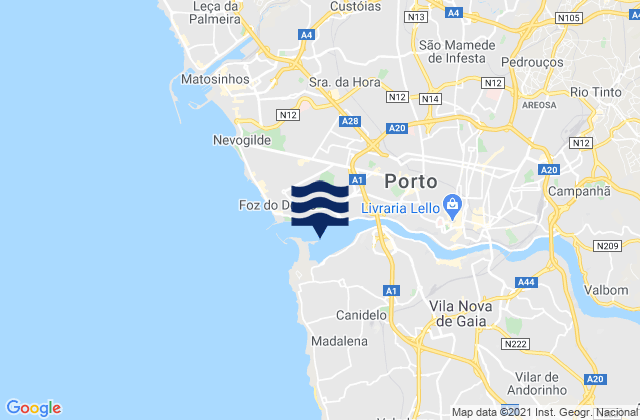 Karte der Gezeiten Douro, Portugal