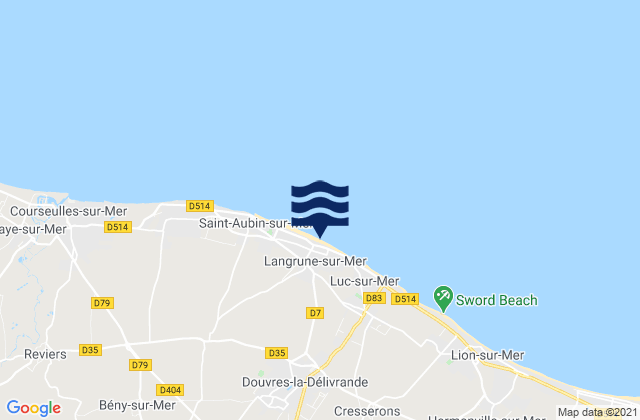 Karte der Gezeiten Douvres-la-Délivrande, France
