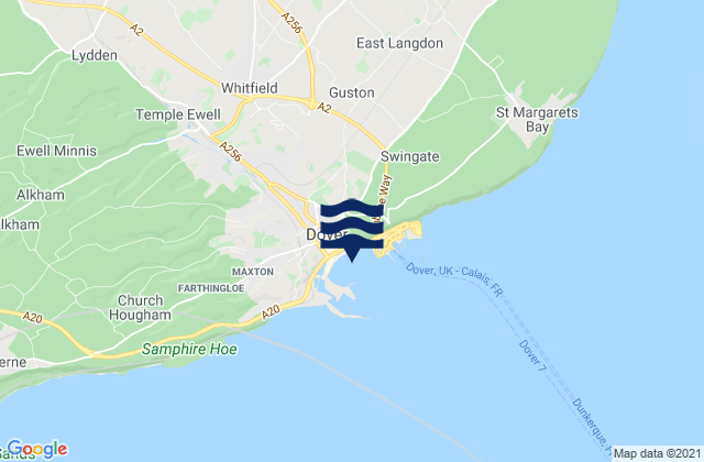Karte der Gezeiten Dover Harbour Beach, France