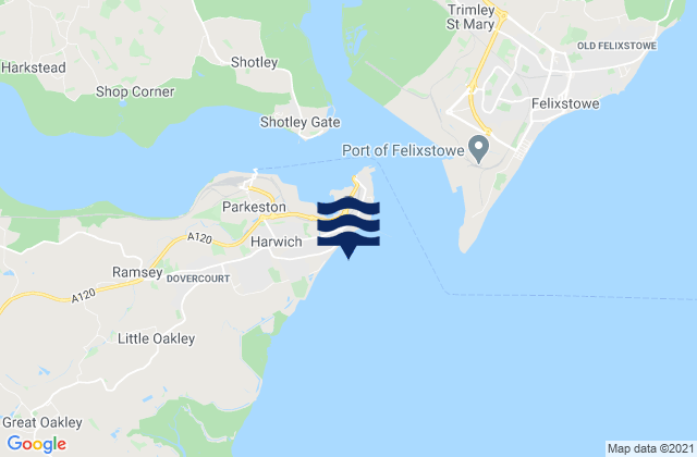 Karte der Gezeiten Dovercourt Bay, United Kingdom
