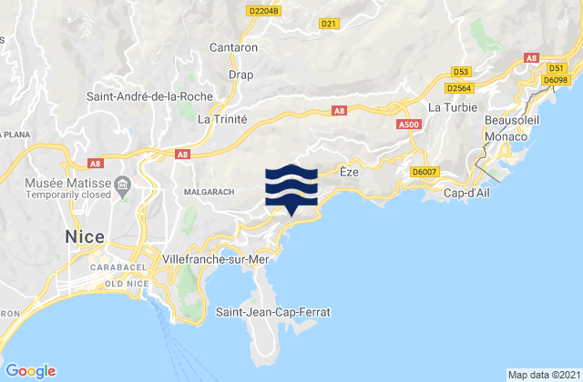 Karte der Gezeiten Drap, France