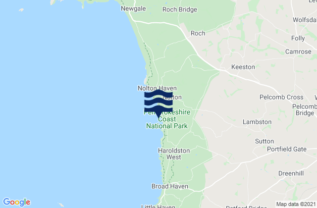 Karte der Gezeiten Druidston Haven Beach, United Kingdom