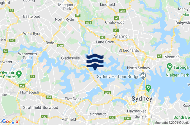 Karte der Gezeiten Drummoyne, Australia