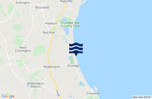 Karte der Gezeiten Druridge Bay Beach, United Kingdom