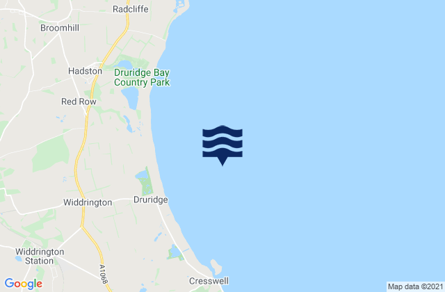 Karte der Gezeiten Druridge Bay, United Kingdom
