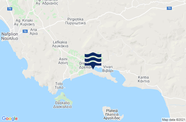 Karte der Gezeiten Drépanon, Greece