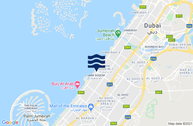 Karte der Gezeiten Dubai, United Arab Emirates