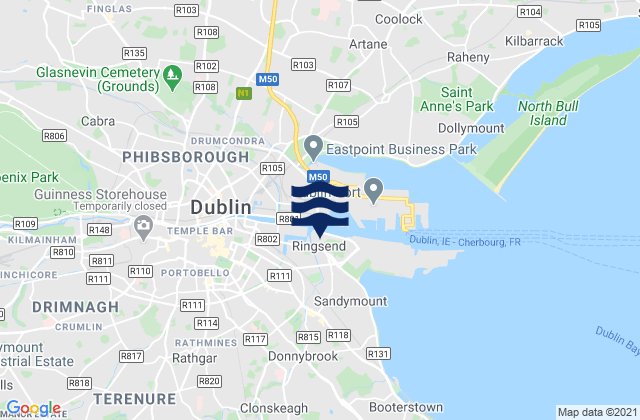 Karte der Gezeiten Dublin, Ireland