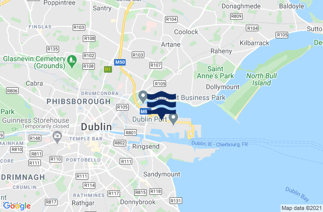 Karte der Gezeiten Dublin Port, Ireland