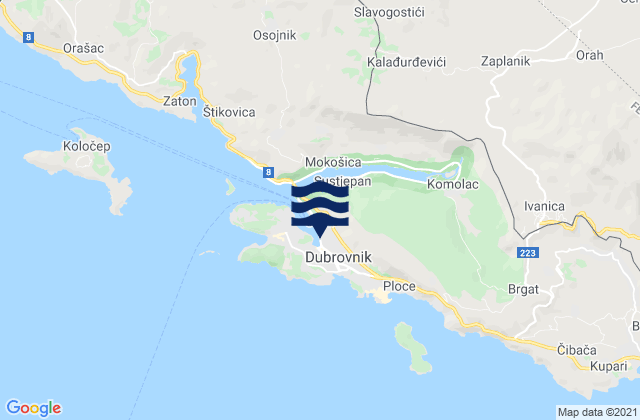 Karte der Gezeiten Dubrovačko-Neretvanska Županija, Croatia