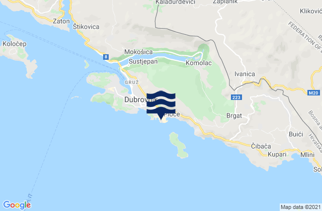 Karte der Gezeiten Dubrovnik, Croatia