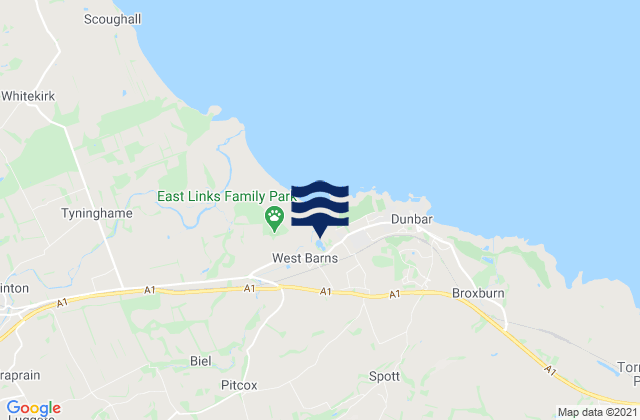Karte der Gezeiten Dunbar/Belhaven Bay, United Kingdom