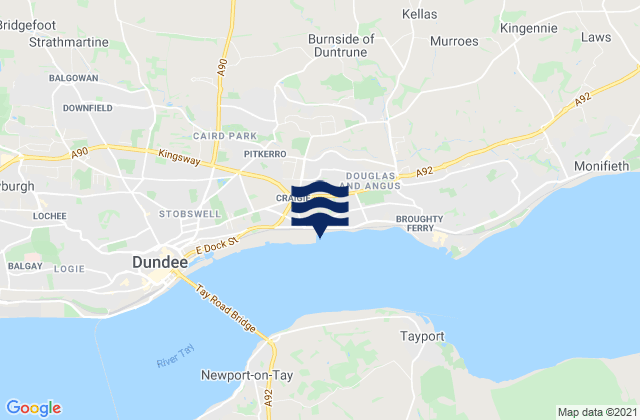 Karte der Gezeiten Dundee City, United Kingdom