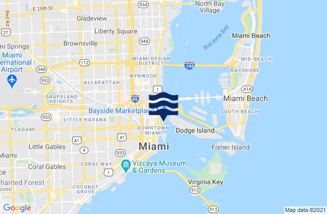 Karte der Gezeiten Dunes Hotel (Miami), United States