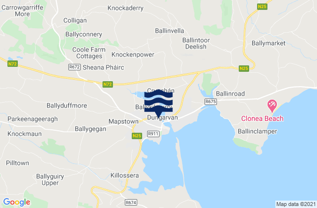 Karte der Gezeiten Dungarvan, Ireland