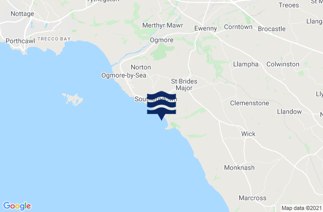 Karte der Gezeiten Dunraven Bay Beach, United Kingdom