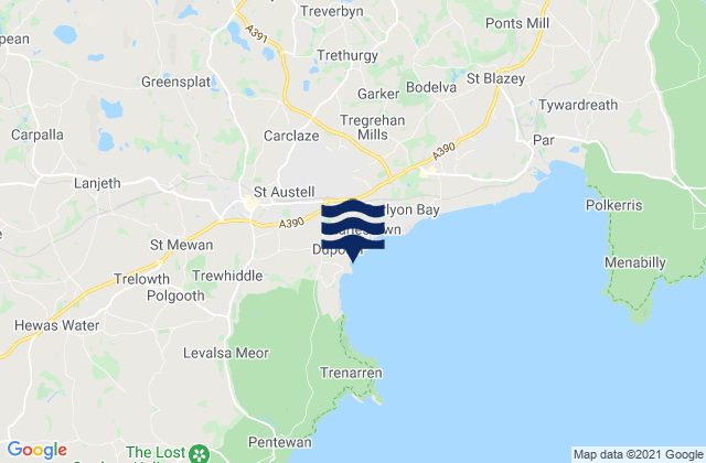 Karte der Gezeiten Duporth Beach, United Kingdom