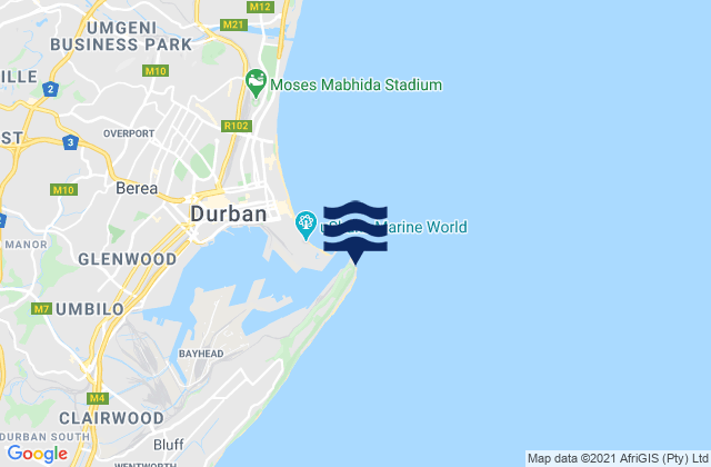 Karte der Gezeiten Durban Bluff Lighthouse, South Africa