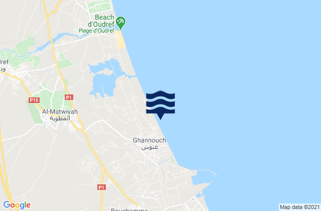 Karte der Gezeiten Délégation de Gabès Ouest, Tunisia