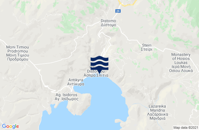 Karte der Gezeiten Dístomo, Greece