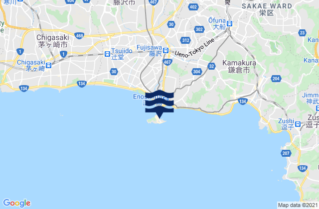 Karte der Gezeiten E-No-Sima, Japan