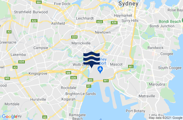 Karte der Gezeiten Earlwood, Australia