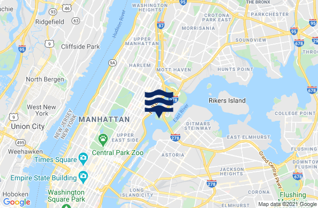 Karte der Gezeiten East 110th Street, United States