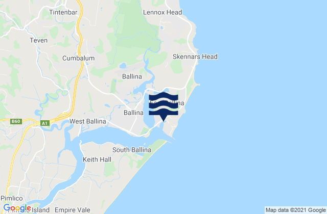 Karte der Gezeiten East Ballina, Australia