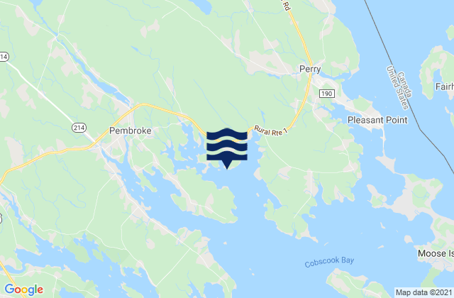 Karte der Gezeiten East Bay, Canada
