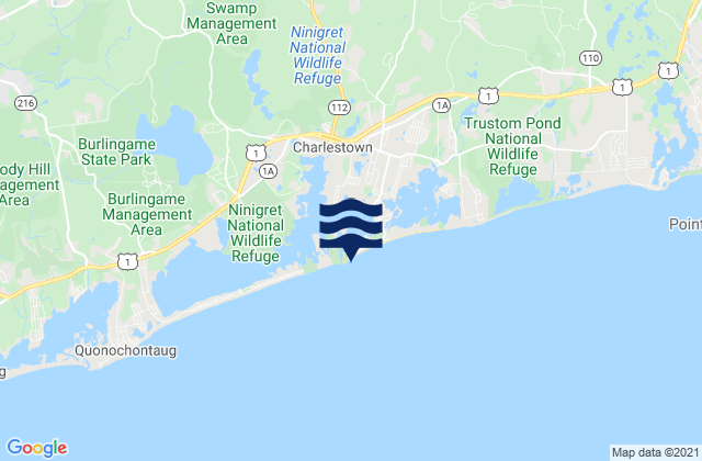 Karte der Gezeiten East Beach Ninigret Conservation Area, United States