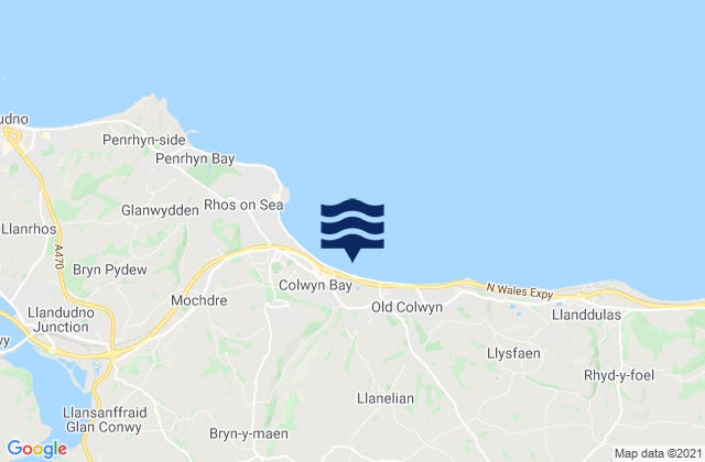 Karte der Gezeiten East Colwyn Bay Beach, United Kingdom