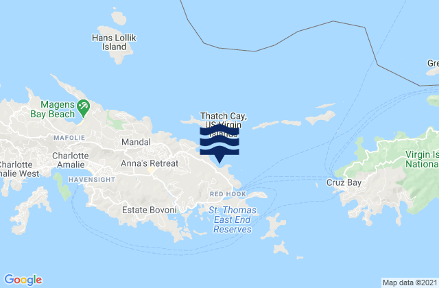 Karte der Gezeiten East End, U.S. Virgin Islands