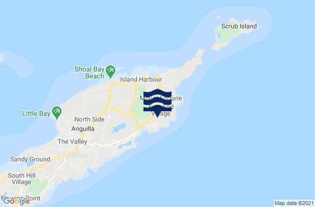Karte der Gezeiten East End Village, Anguilla