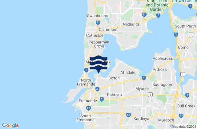 Karte der Gezeiten East Fremantle, Australia